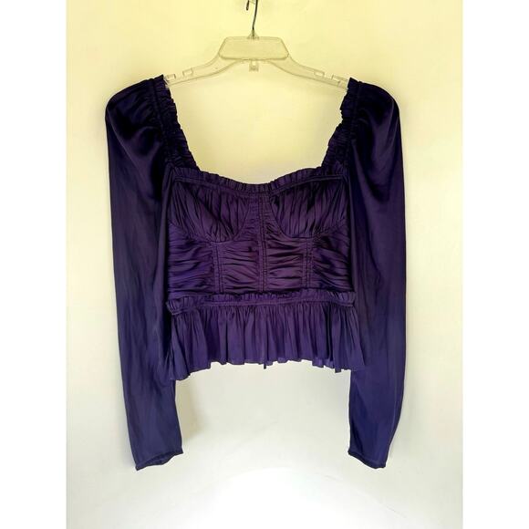 ULLA JOHNSON Mia ruched ruffled satin top sz 6 - Picture 4 of 6